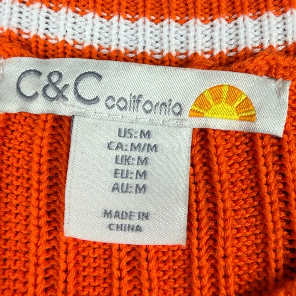 C&C California Orange Ribbed Knit Sleeveless Mini Dress Medium - Picture 3 of 7